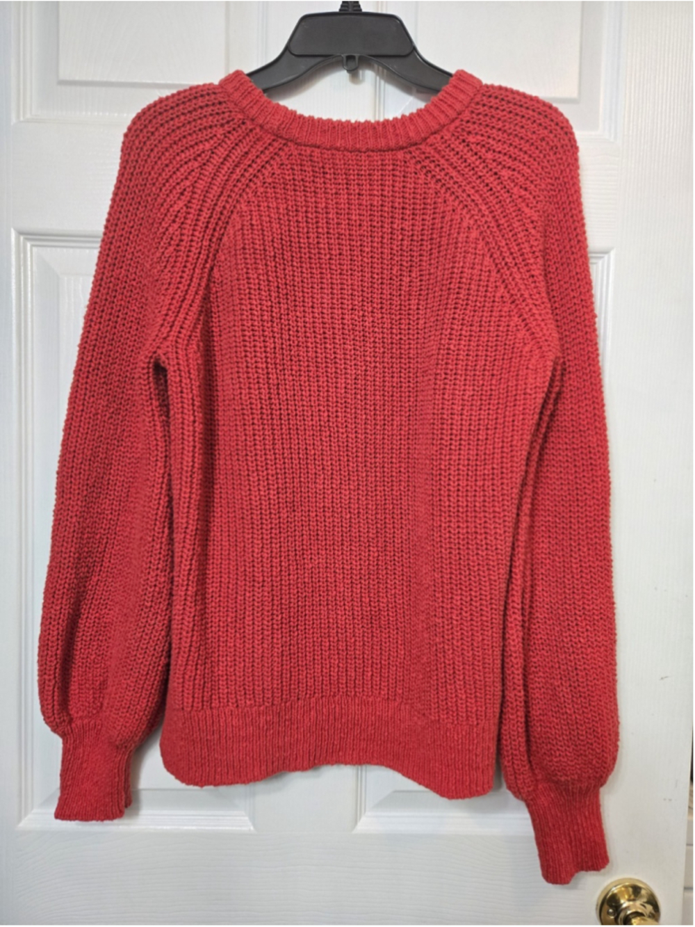 Madewell Bright Scarlet Balloon Sleeve Pullover Sweater M Cotton Knit J8667
